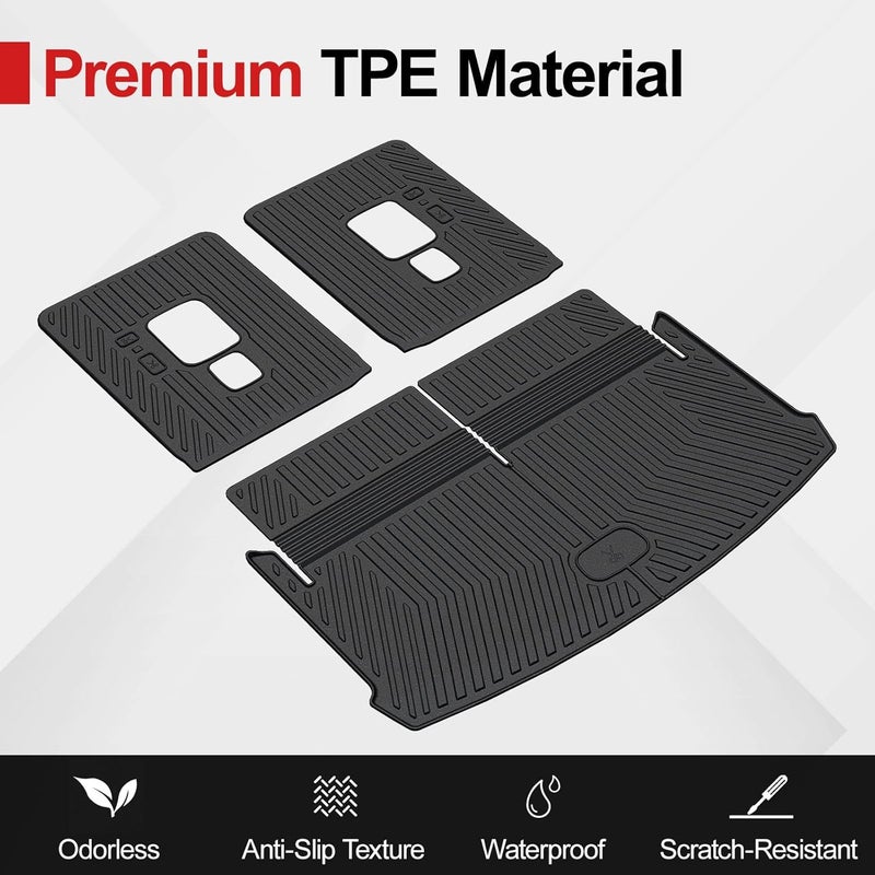 HOUCLEMIC Cargo Mat for 2021-2024 2025 Jeep Grand Cherokee L, All Weather TPE Rear Cargo Liner Trunk Mat with 3rd Row Seatback Cover for Jeep Grand Cherokee L Accessories - Image 4